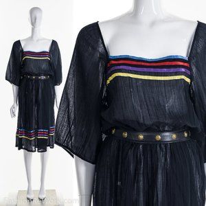 Rainbow India Gauze Vintage Peasant Dress